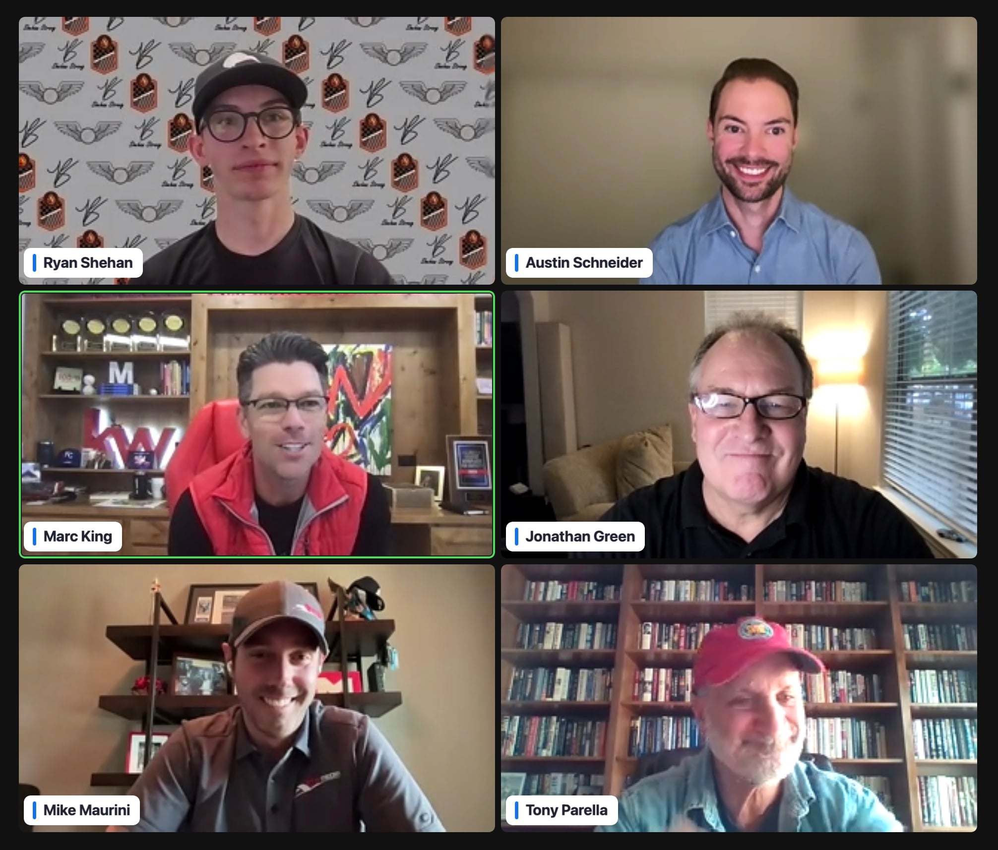 A picture of six speakers in a Zoom presentation